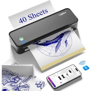 Tattoo Stencil Printer with 40pcs Transfer Paper, Bluetooth Thermal Tattoo Printer Machine for Beginners & Artists, Compatible with Android & iOS, PC