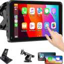 7 Inch Portable Touch Screen Car Stereo with Wireless Carplay & Android Auto,Mirror Link,Bluetooth,AUX,FM,Siri,Voice Control for All Vehicles Q7