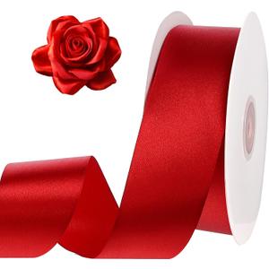woric 120 Yards Red Ribbon 1 1/2 Inch Red Satin Ribbon for Mothers Day Handmade Roses Crafts Bows Flower Bouquet Wedding Bridal Shower Bridesmaid Gifts Decor Gift Wrapping