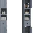 ChooChoo Narrow Bathroom Storage Cabinet with Adjustable Shelves, Tall Storage Cabinet with 2 Doors and 1 Drawer, Freestanding Cupboard for Small Spaces, Grey, 7.87"D x 7.87"W x 70.87"H