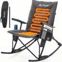 Heated Oversized Rocking Camping Chair, Heavy Duty Rocker Chair, Black, 25 inches x 19.7 inches x 38.3 inches