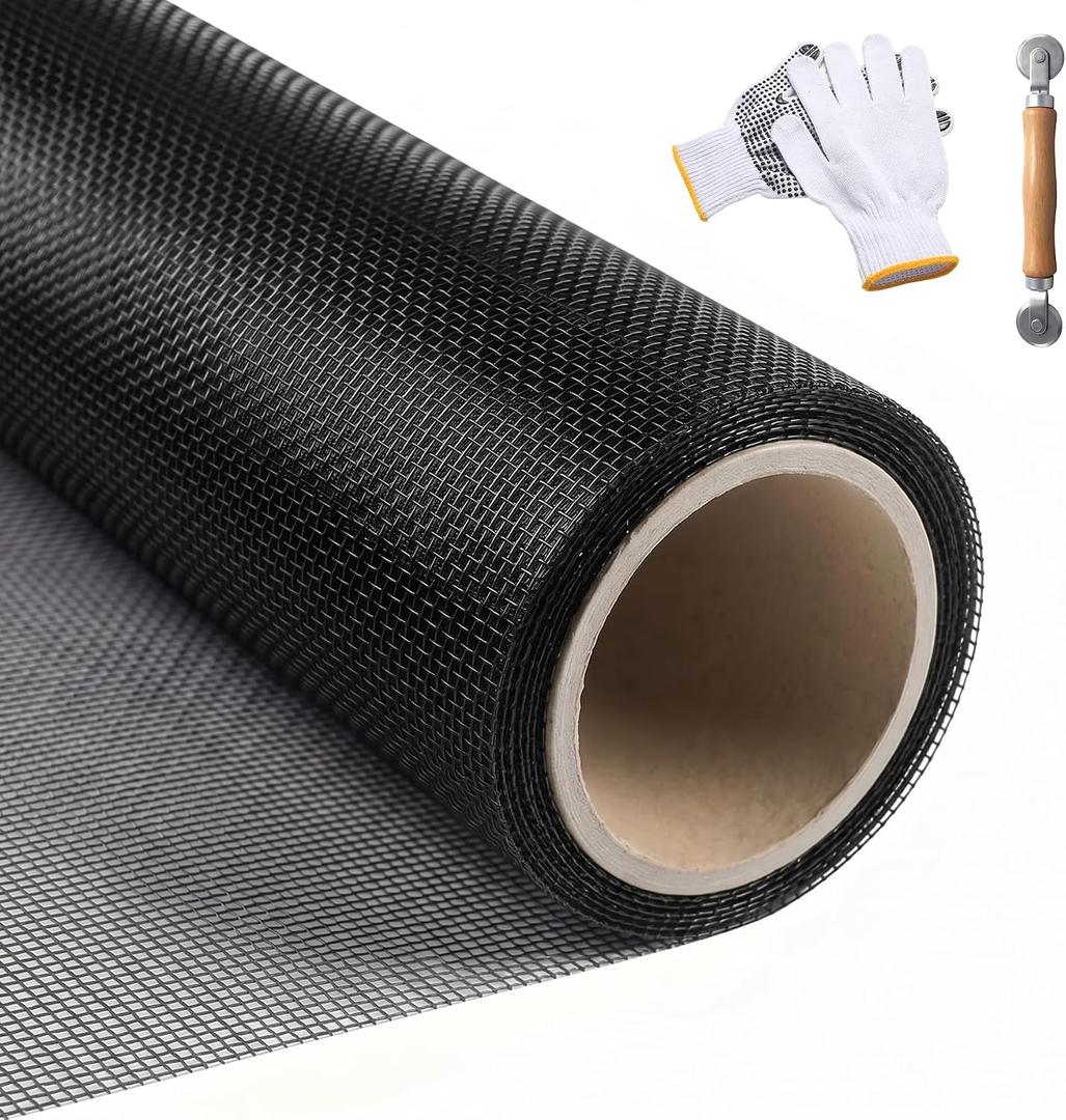 47in x 10ft Black 304 Stainless Steel Window Screen Mesh Roll | Black 304 stainless steel screen mesh roll with low visibility, rust resistance, easy DIY cutting for windows & doors