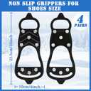 Non Slip Gripper Spike - Ice Traction Cleats Walk Traction Cleat Sturdy Ice Snow Grips for Shoes & Boots with Steel Studs Crampons (4 Pairs Black)