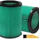 2 Pack VF6000 5-Layer Pleated Replacement Vacuum Filter Compatible for Ridgid Shop Vac 5-20 Gallon Wet/Dry Vacuums,Fit for Husky 6-9 Gallon Vacs