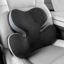BEBAS Lumbar Support Pillow for Car, Ergonomic Memory Foam Back Cushion for Driving, Lower Back Support for Pain Relief, Lumbar Cushion for Car Seats, Office Chairs, Wheelchairs - Blackgray