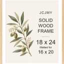 JCJMY 18x24 Solid Wood Picture Frame, Display 16x20 with Mat or 18 x 24 without Mat, Wooden 18 by 24 Photo Frame with Shatter Resistant Plexiglass for Wall Hanging, Natural, 1 Pack