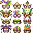 56PCS Mardi Gras Masks Bulk Set: Party Decorations Carnival Favors(Paper)