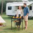 Anbte 2ft Small Folding Camping Table, Waterproof Flat Plastic Tabletop 3 Adjustable Height Portable Camping Table with Storage Net, for Picnic Indoor Outdoor Travel Beach, 22.8" X 15.7", Pure Black