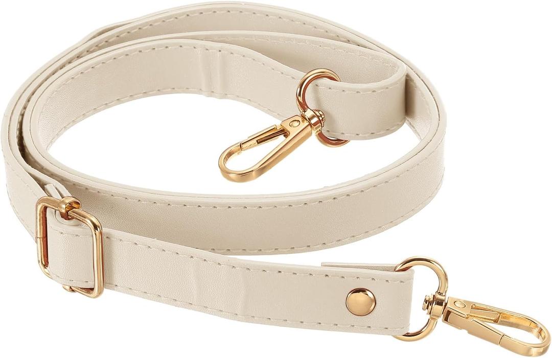 PATIKIL Leather Purse Strap Replacement 51 Inch, Adjustable Shoulder Crossbody Replacement Strap with Gold Hardware, Beige