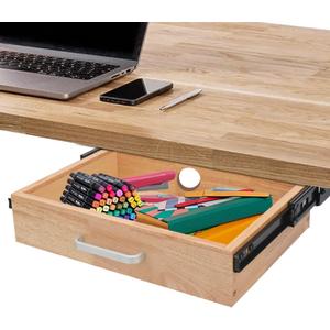 Under Desk Drawer, Upgrade Wood Under Desk Mounted Sliding Pull-out Drawer, Under Desk Drawer Storage Organizer, Hanging Drawers for Desk, Hidden Desktop Organizer for Office Desks, Tables
