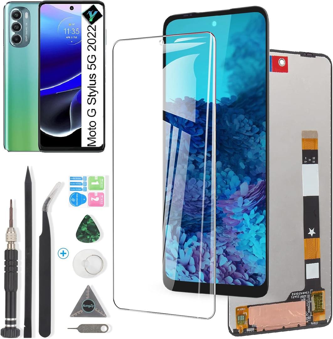 Screen for Motorola Moto G Stylus 5G 2022 Screen Replacement for Motorola G Stylus 5G 2022 XT2215 XT2215-1 XT2215DL LCD Display Touch Screen Digitizer Assembly Replacement with Kit (Black)