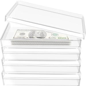 2 PCS Clear Acrylic Cash Box, Acrylic Money Storage Box Holder Organizer for Cash, Cash Organizer, Single Row Currency Cash Tray Storage Box Holder Organizer for Money