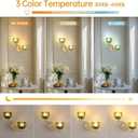 Battery Operated Wall Sconce, 2-Lights Vinatge Brass Wall Lighting with Green Tluip Shade Rechargeable Bulb with Remote for Living Room, Bedroom (1 pack)