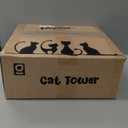 Cat Scratching Post Tower for Indoor Cats, Small Cat Tree Tower with Bed and Hanging Ball Toys, Short Modern Carpet Kitten Scratcher Stand with Large Round Perch and Scratch Ramp (Beige)