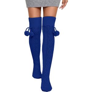 YELAIVP Women's Thigh High Socks - Extra Long Cable Knit Over the Knee Socks and Leg Warmers (923-dark Blue)