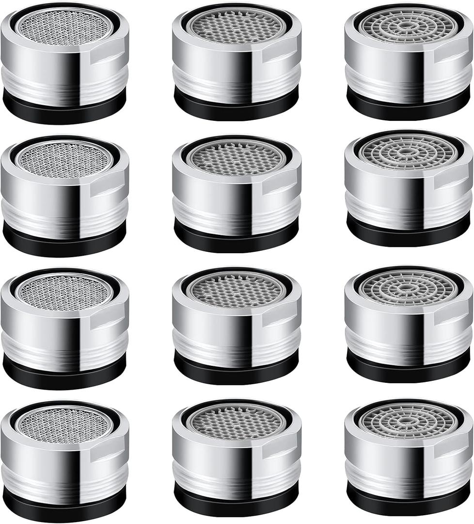 Honoson 12 Pieces 2.2 GPM Sink Faucet Aerator Kitchen Sink Aerator Replacement Parts Bathroom Faucet Adapter Kit with 15/16-inch or 24 mm Male Thread for Kitchen Bathroom(Mixed Style)