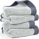 Cleanbear Gray Hand Towels for Bathroom with Textrued Lines, 100% Cotton, Stylish Towels for Guests, 28 x 13 Inches