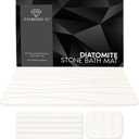 Diatomite Stone Bath Mat, 23.5 x 15 Inches Mat, Set of 3 Drying Stone Bath Mats for Bathroom & Kitchen Counter Dish Drying Mat, Super Absorbing & Non-Slip Stone Shower Mat, White