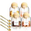 4PCS Glass Jar Storage Container with Ball Cork, 500ML/17Oz Food Storage Containers Clear Wood Cork Bottle Candy Jars Coffee Canister for Beans Nut Sugar Spices Seasonings Kitchen Organizer Christmas