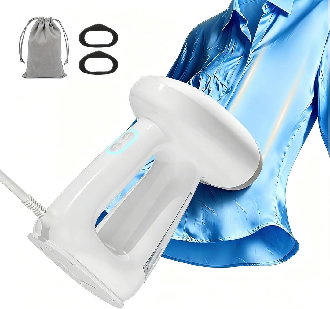 Vacuum Steamer for Clothes, 3000Pa Auto-Grip Suction Handheld Garment Steamer, 20S Fast Heat,Dual Modes 1000W for Travel Steam Iron, Business & Trip, No Ironing Board Required