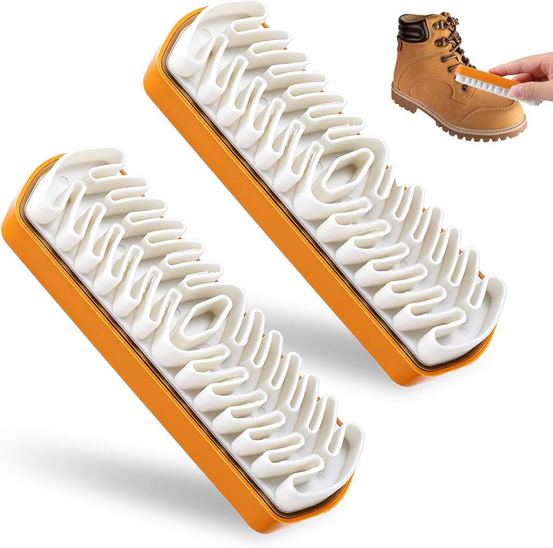 2Pcs Rubber Shoe Brush Cleaner Soft Suede Shoe Brush and Eraser Set with Wooden Handle Suede Brush for Shoes Bags Purse Jacket Sofa Furniture Stain Eraser Easy Care