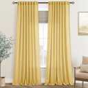 Gold Curtains for Living Room Back Tab Modern Farmhouse Semi Sheer Curtains 102 inches Long 2 Panels Set Muted Neutral Window Curtain for Dining Room Bedroom 52x102