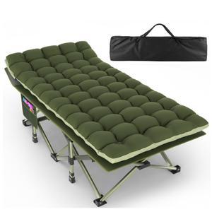 ZENPETIO 32in XXL Folding Camping Cot for Adults with Mattress, 900LBS Heavy Duty Portable Camp Bed, Oversized Foldable Sleeping Cot for Camping, Travel, Office(Green Cot + Green Mattress)