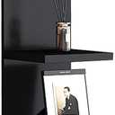 LitaEther Versatile 7 Tier Wall Shelf Unit,Black Lack Wall Shelf,Display Floating Shelf with LED Remote Control Light