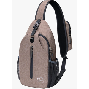 WATERFLY Crossbody Sling Backpack Sling Bag Travel Hiking Chest Bag Daypack Beige