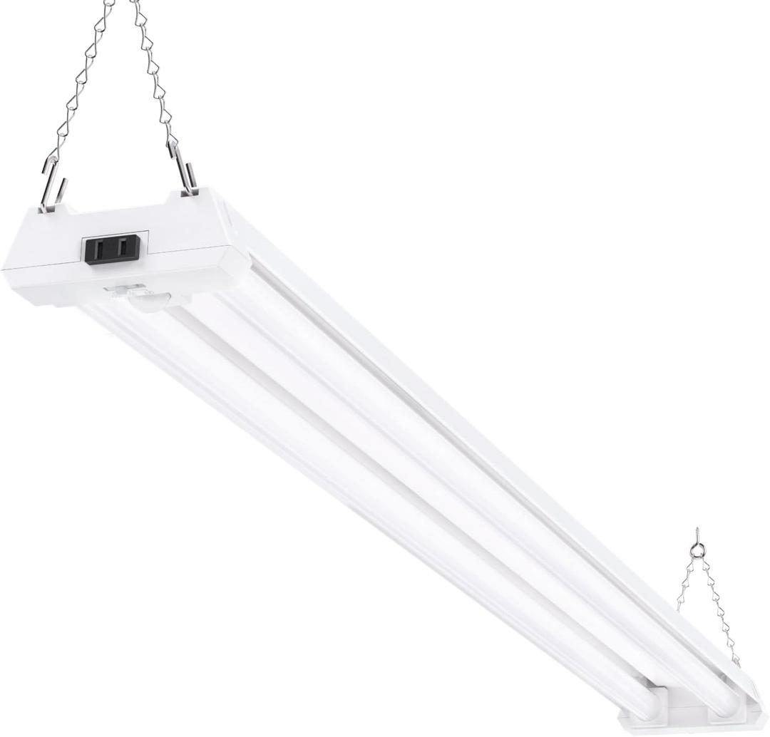 Sunco Motion Sensor 4ft LED Shop Light, Garage Lights Ceiling LED Plug-in Fixtures, 40W, 5000K Daylight, 4300 Lumens, Frosted, Motion Activated, Linkable Suspension Mount, ETL
