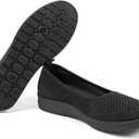 MUSSHOE Slip-on Womens Walking ShoesRound Toe Mesh SneakersComfortable Classic Casual Breathable Lightweight Loafers Flats for Mature Women Aged 30-60 (Black)