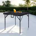Pollilar 34" Folding Card Table Square Foldable Table Plastic Portable with Detachable Legs, Dual Height Adjustable, Heavy-Duty Indoor Outdoor Dining, Game, Picnic, Mahjong Tables-Black, 27.5" x 70.8" x 28.8"