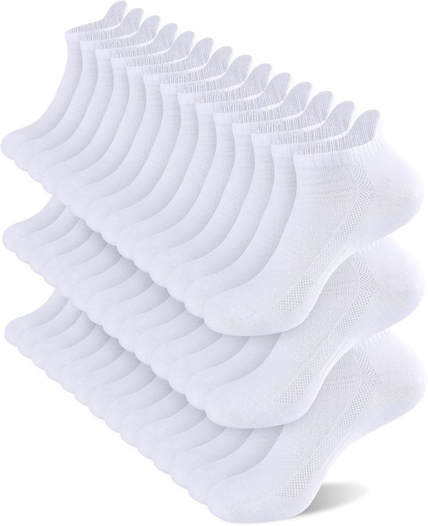 shnn 14 Pairs Mens/Womens Ankle Socks Breathable Casual Low Cut Short Socks for Men/Women with Heel Tab (White)
