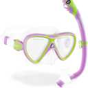 Cressi Snorkeling Silicone Set (mask & Dry Snorkel) for Kids Aged 5 to 15 Year Old - Ocean Junior: Designed in Italy (Lilac/Green)
