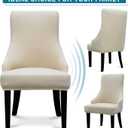 Liykimt Stretch Wingback Side Chair Slipcover-Accent Chair Cover Slipcover with Arm,Washable Upholstered Arm Dining Chair with Nailed Trim Protector for Dining Living Room Set of 2,Beige