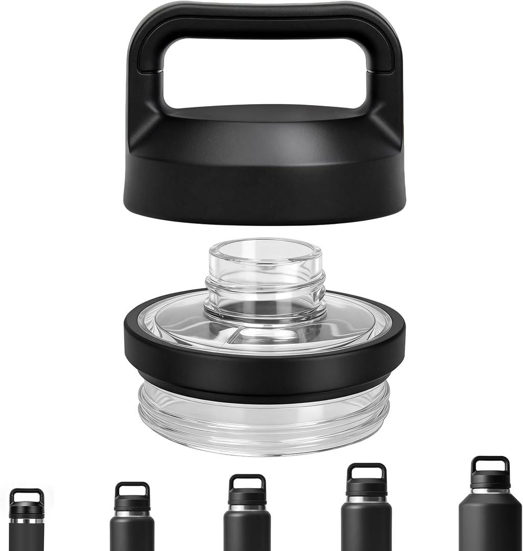 Chug Cap Replacement Compatible with Yeti Rambler, Screw Top Lid for YetiRambler 18/26/36/46/64 OZ, Leak-Proof,Lightweight Durable BPA- FREE Dishwasher-Safe, Lid Accessorie for Yeti, Black 1pcs
