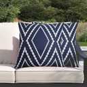 Adabana Outdoor Waterproof Throw Pillow Covers Set of 2 Boho Geometric Pillows Cover for Patio Garden 18 x 18 Inch Navy Blue