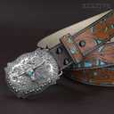 XZQTIVE Women Men Genuine Leather Belt Vintage Ladies Western Belt Engraved Tooled Leather Belt Cowboy Cowgirl Country Belt