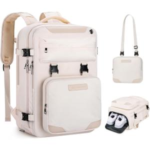Maelstrom Travel Backpack for Women Men,35L Waterproof Laptop Backpack Fits 17-Inch Laptop, Gift for School Work Backpack with Detachable Crossbody Bag & Shoe Compartment(Beige, Large-Upgrade)