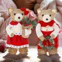 Lulu Home 2 Packs Valentine's Day Decorations, Xmas Bears Tabletop Ornaments for Mantel Fireplace Window Sill Holiday Christmas Indoor Decor & Gifts