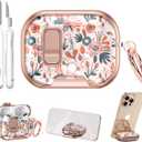 for AirPods Pro 3 Case 2025 3rd Generation with Cleaner Kit,Boho Flower Protective Cover with Lock/Stand Compatible with Apple New Air Podspro3,Cute Rose Gold Headphone Case with Keychain Accessories