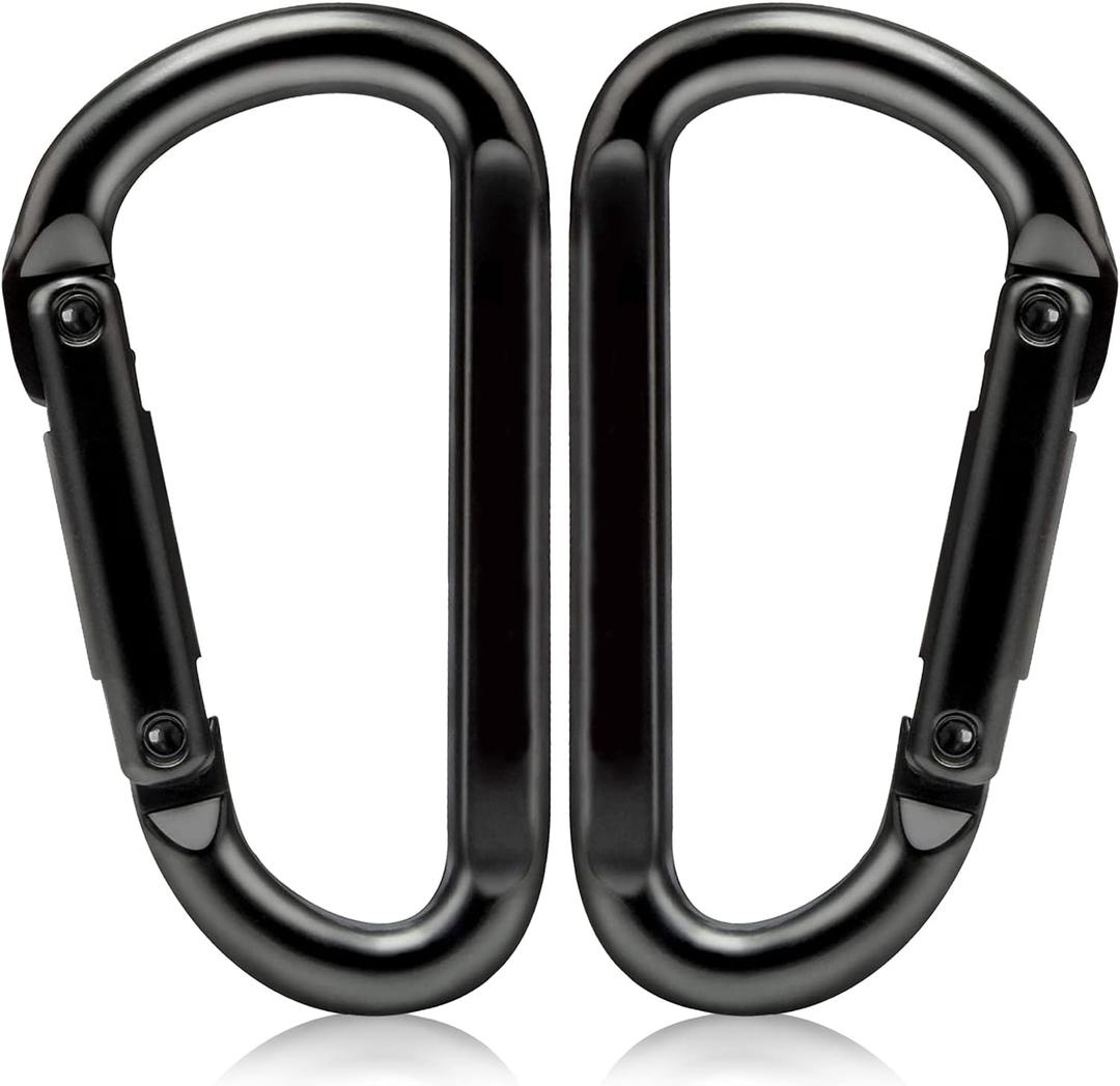 EZYA Heavy Duty Carabiner Clips, 860lbs - 3" Iron Carabiners for Keys, Gym, Camping, Hiking Accessories - D-Ring Keychain Hooks for Hammocks, Backpacks, Outdoor Gear
