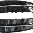 GXARTS Front Bumper Fog Light Grille Cover Black Left&Right Driver&Passenger Side 4G0807682AN Compatible with Audi A6 C7 S-Line 16-2018 4G0807681AN Honeycomb Matte Mesh with Chrome Trim Bezel