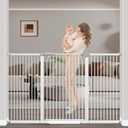 60.2"-65.7" Baby Gates Extra Wide, 40.5" Tall Dog Gate Indoor, Walk Through Pet Gates for Doorways Kitchen No Drilling Auto Close Pressure Mounted Safety Child Toddler Gate, White