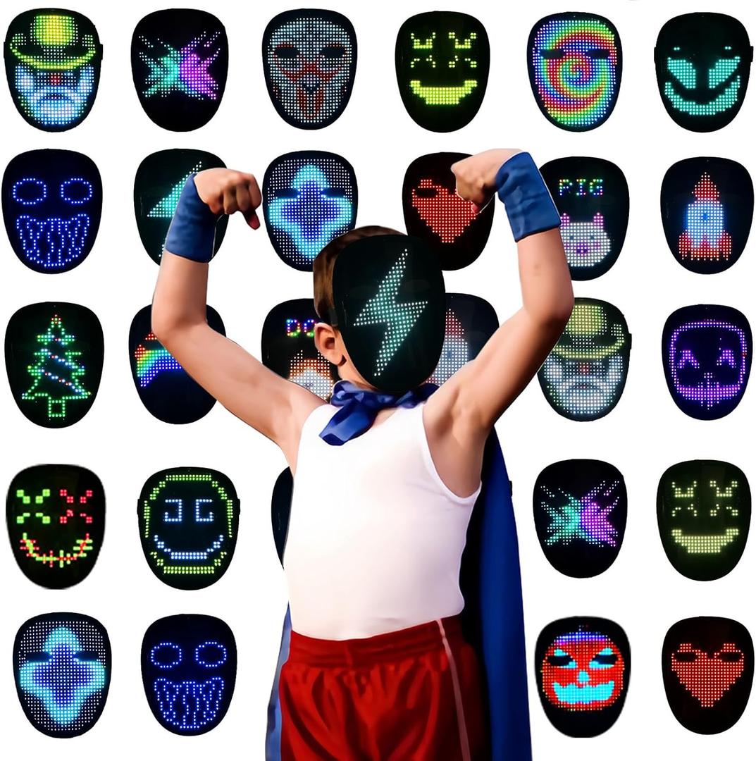 Depointer Life LED Mask Light up Masks With Gesture Sensing, Cool Toys Masks Teen Boys Gifts for Halloween Christmas Birthday