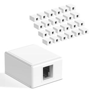 VCELINK Keystone Jack Surface Mount Box 1-Port for UTP Cat6/Cat5e/Cat5 RJ45 Keystone Jacks, 25-Pack, White