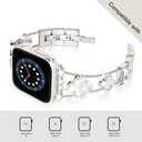 Musk-MSKR Diamond Metal Bands Add Sparkle to Your Watch For Apple Watch Series 11/10/9/8/7/6/5/4/3/2/SE/Ultra Clover Simple and Stylish Compatible with 38mm40mm41mm42mm44mm45mm 46mm49mm Women's Wear
