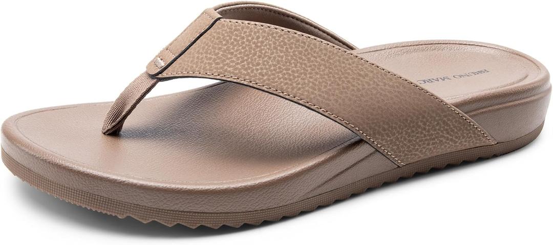 Bruno Marc Men's Flip Flops Thong Sandals Soft Cushion Supportive Footbed Summer Shoes (11, Brown)