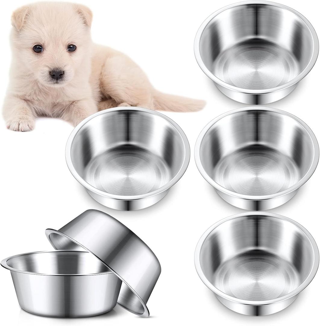 Yahenda 1 Piece Stainless Steel Metal Dog Bowls Bulk Replacement Basic Thickened Pet Bowls for Small Medium Large Dogs, Dishwasher Safe(6.9 Inch)