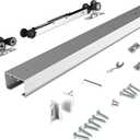 JUBEST 6FT Commercial Grade Pocket Door Hardware and Track Set with Soft Close Mechanism, Sliding Door Hardware for Door Wide 24"-36", Durable and Smoothly, Easy to Install